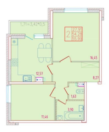 2 к.кв в ЖК Перспектива