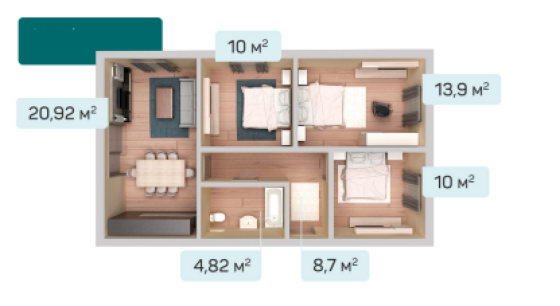 Дом 68кв.м на 3 сот.